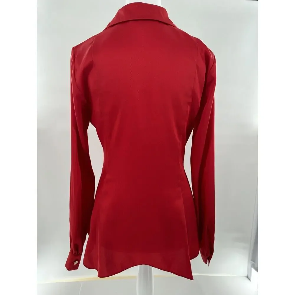 Michael Kors Blouse Size XS Logo Red Career Business Office Flowy​​​ - Picture 7 of 16